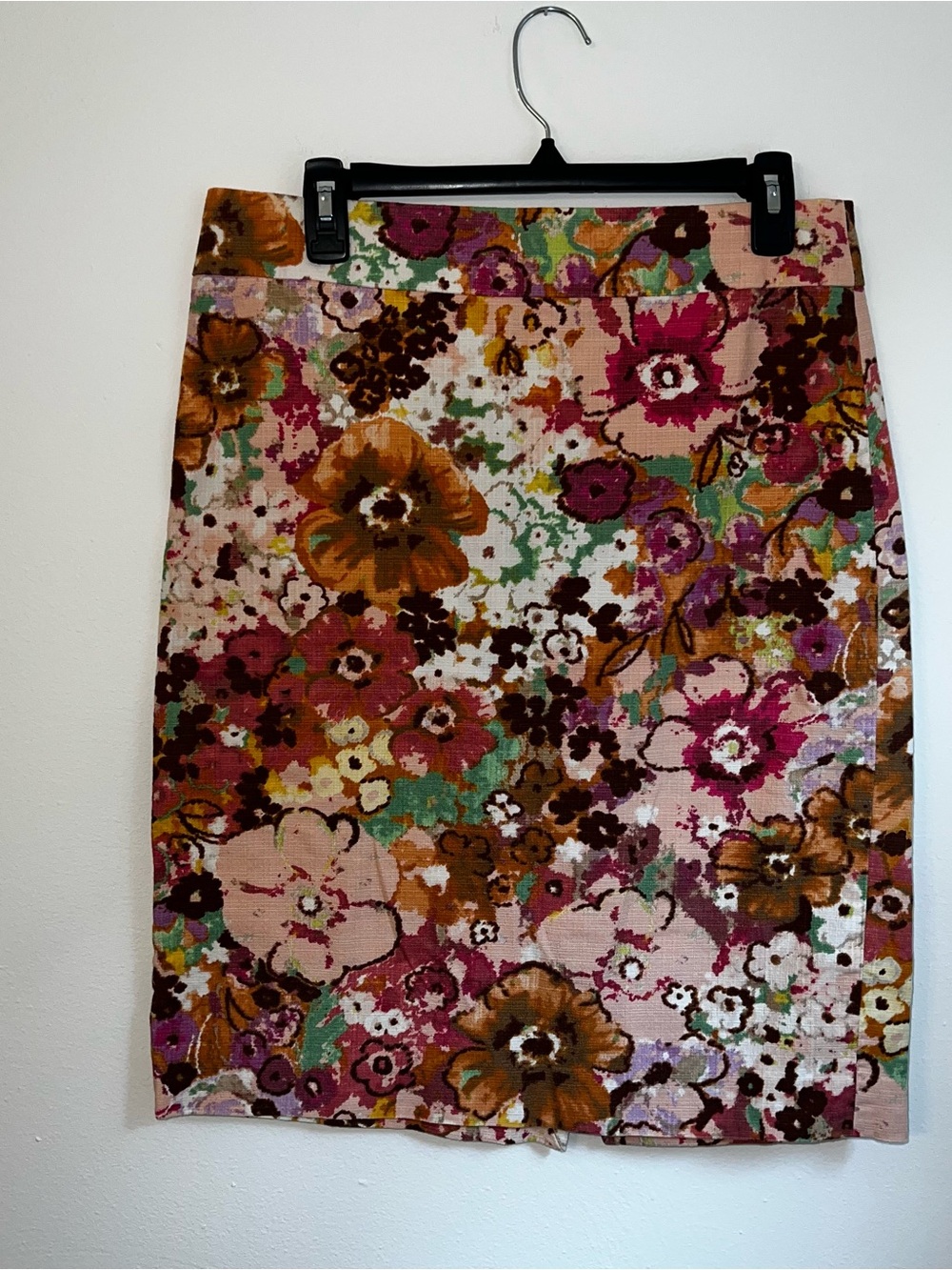 J. Crew Floral Pencil Skirt in Pink, Brown and Green